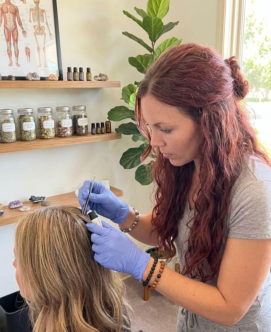 Tanya Howell analyzing hair scan biomarker indicators and client data