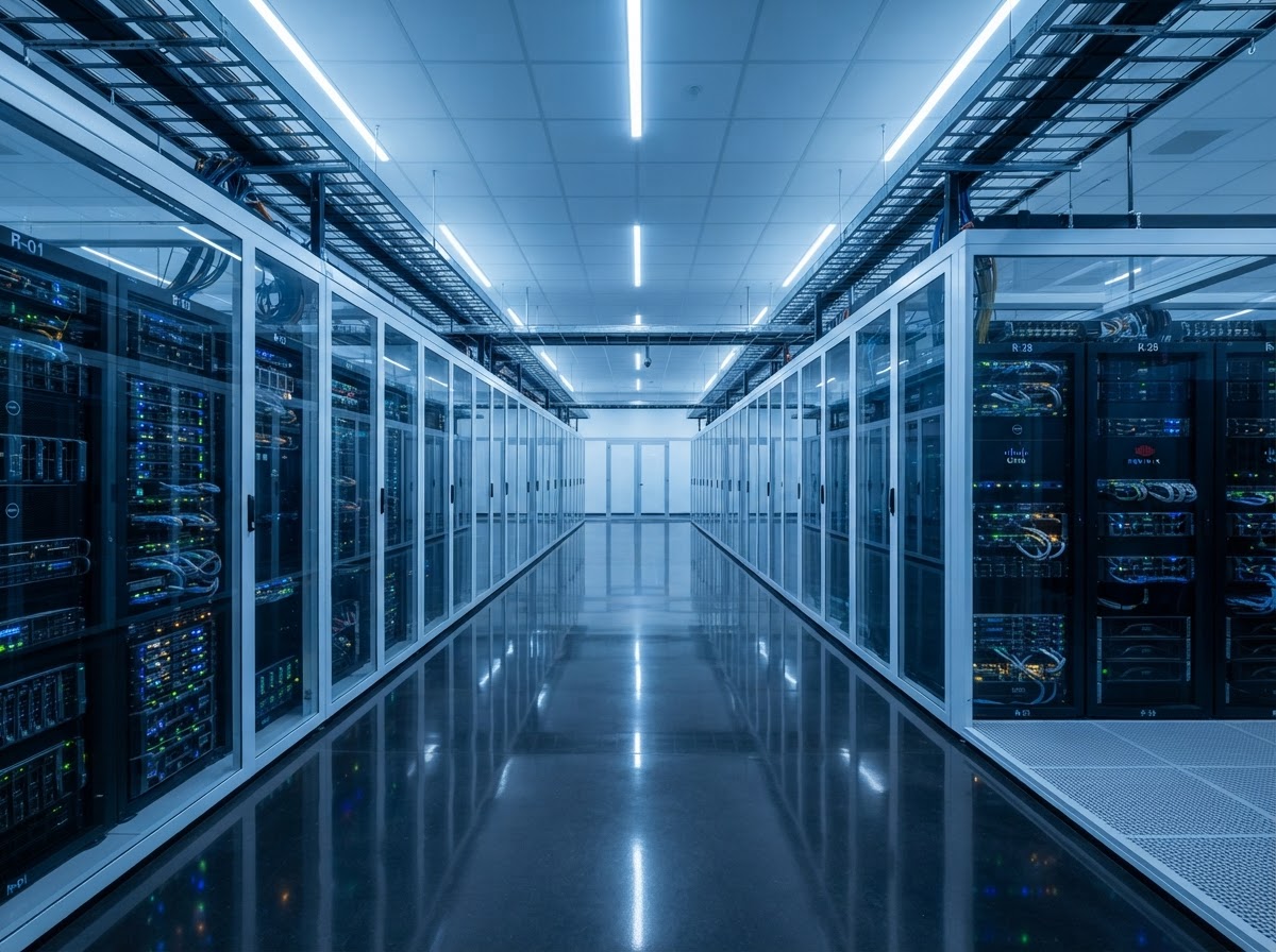 Sala de cómputo con controles de seguridad de la información