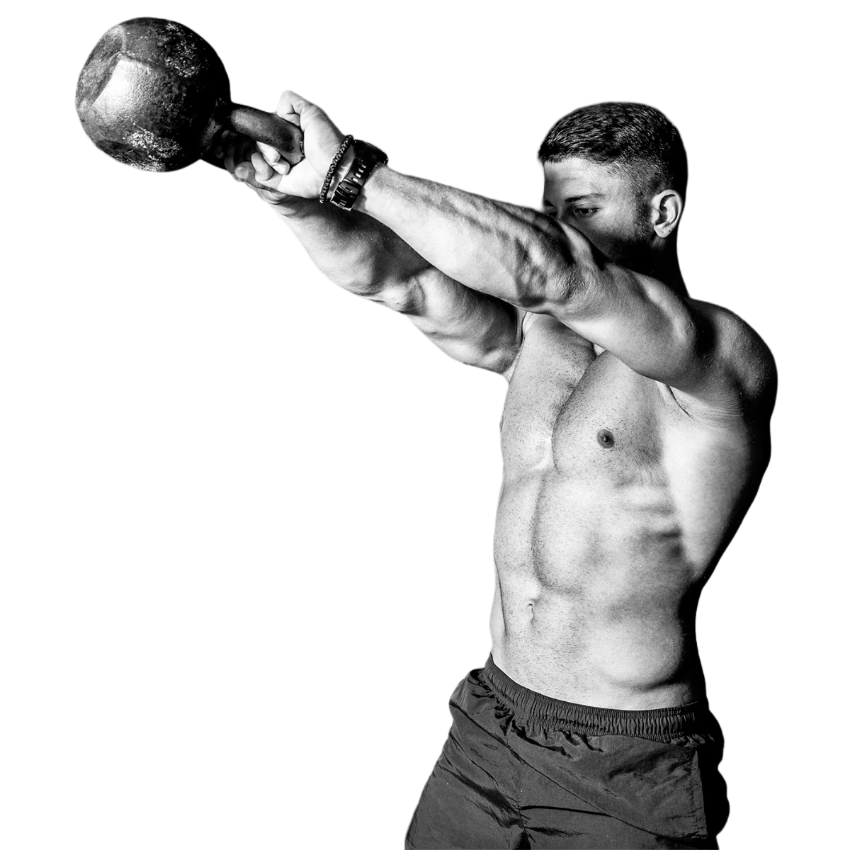 Athletic man training with kettlebell representing men's hormone and vitality optimization