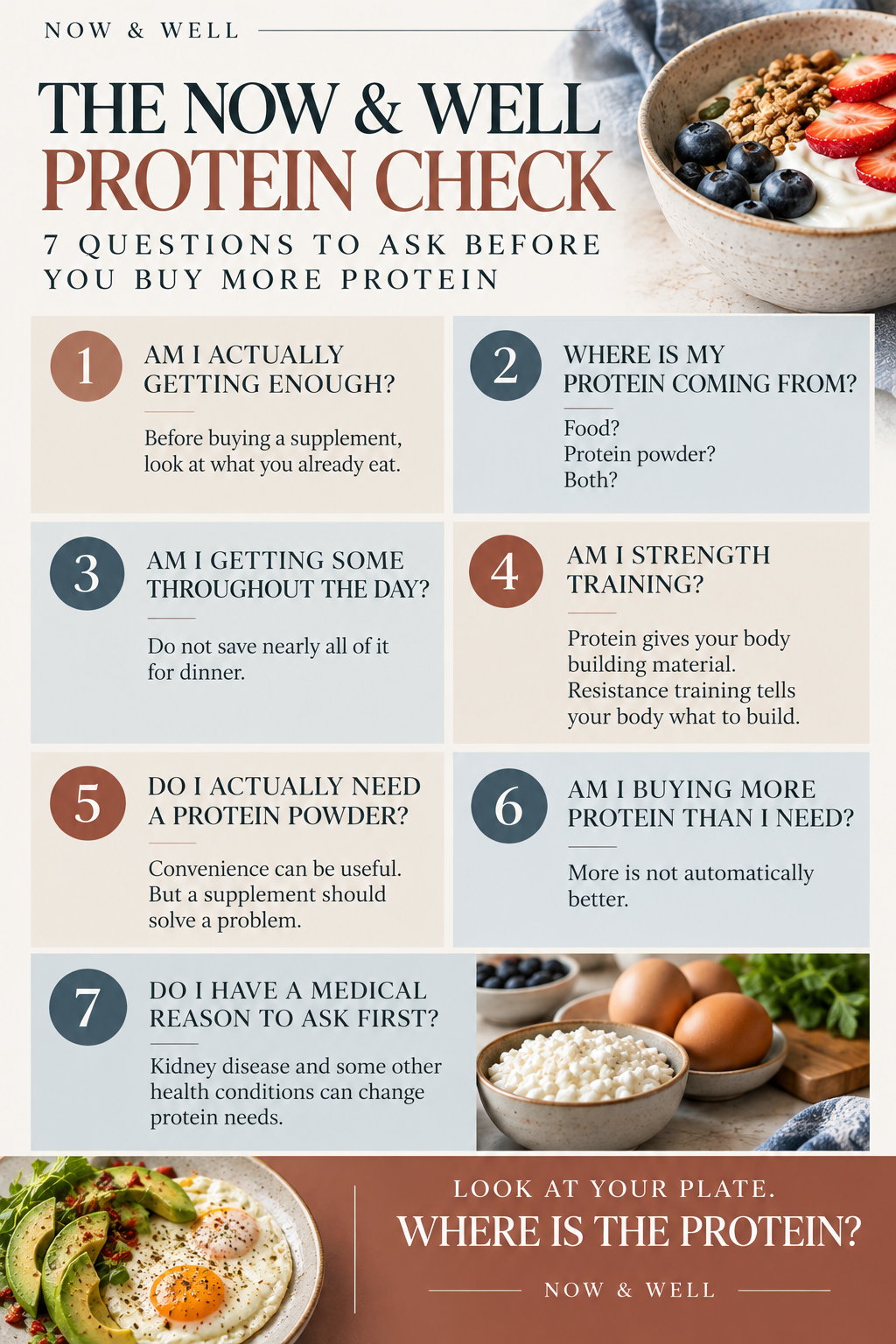 Seven-question Now & Well protein checklist for women after 40.