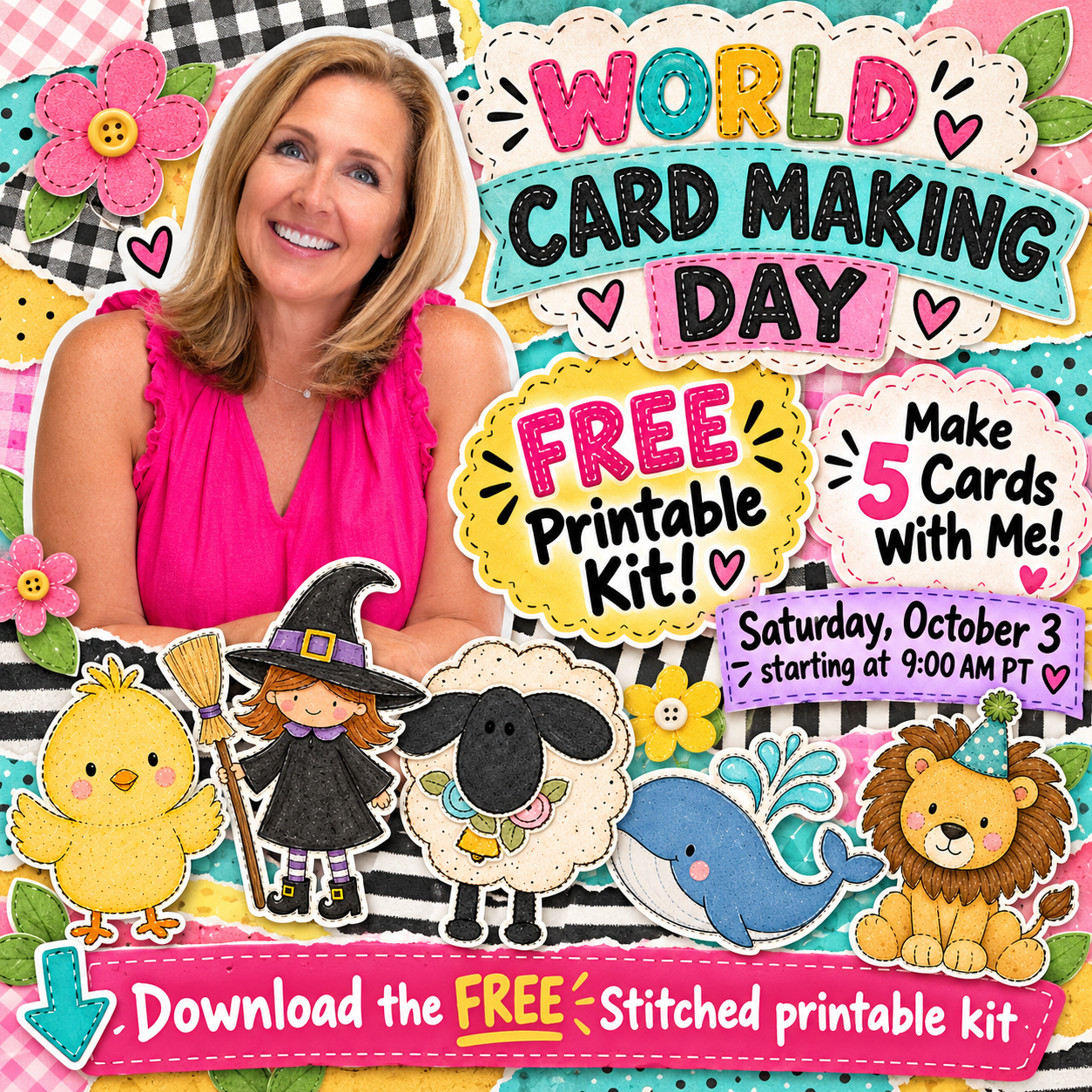 World Card Making Day - Free Stitched Printable Kit with Brianna