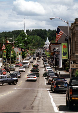 Historic Main Street in Littleton, New Hampshire along the Ammonoosuc River