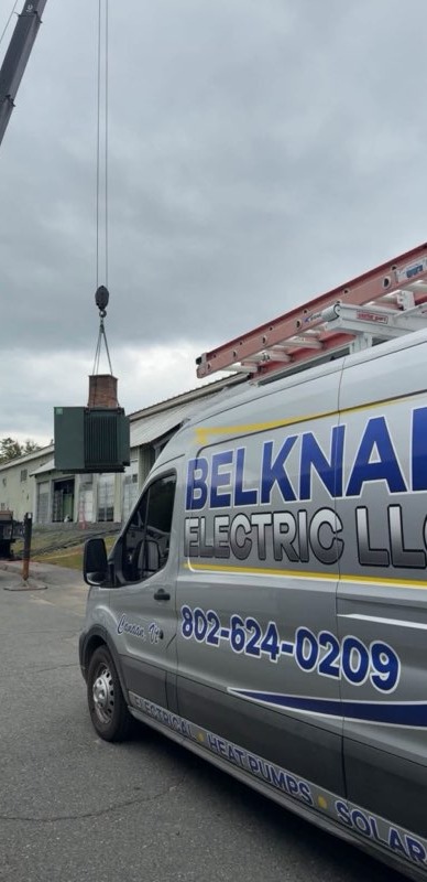 Belknap Electric van on a commercial transformer installation