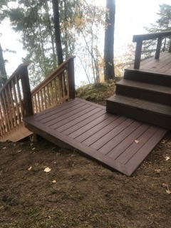 Deck stairs and landing built by Bruin Builders