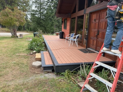Long deck walkway along the house