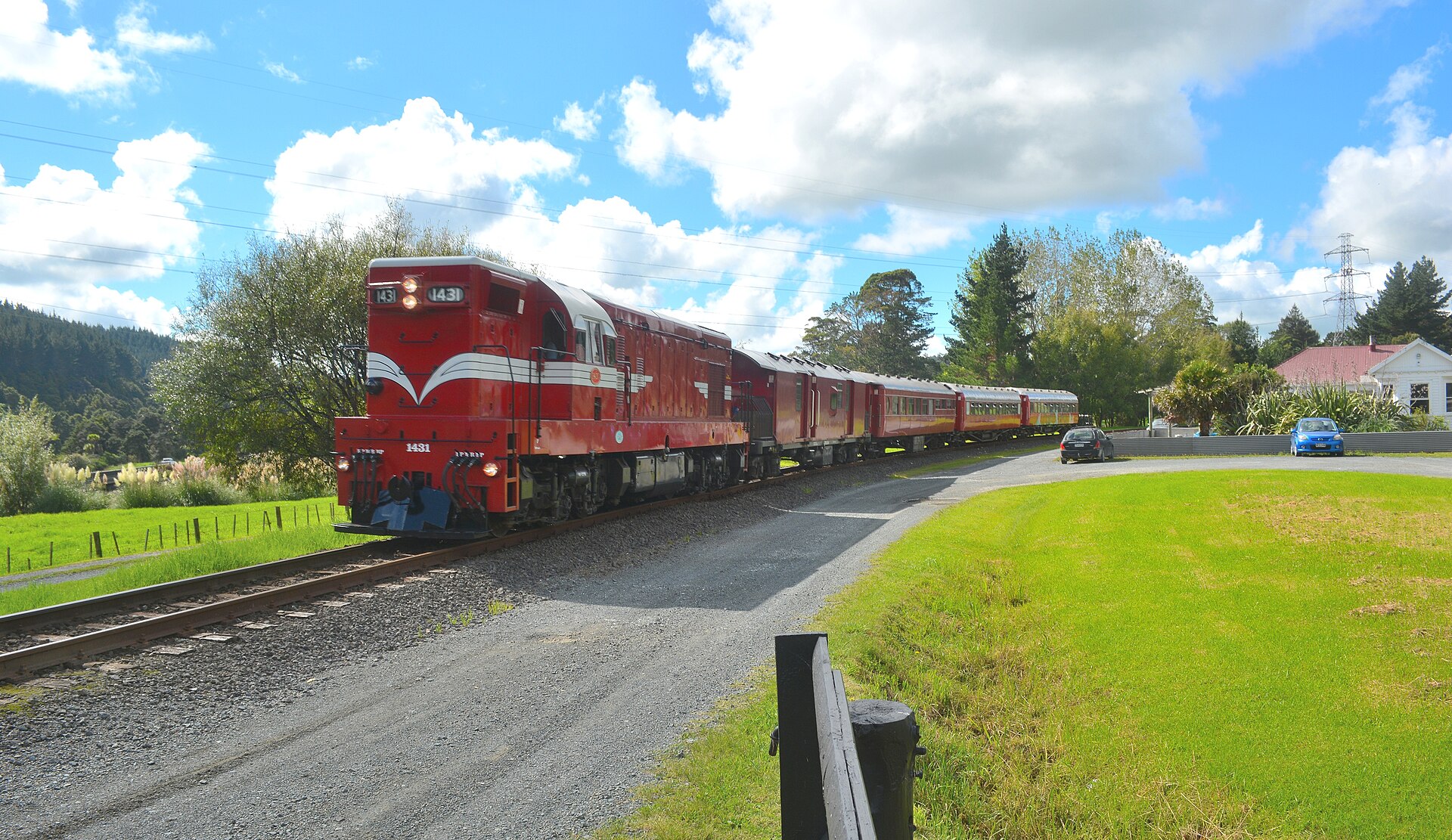 Rural rail corridor and countryside at Topuni, Northland