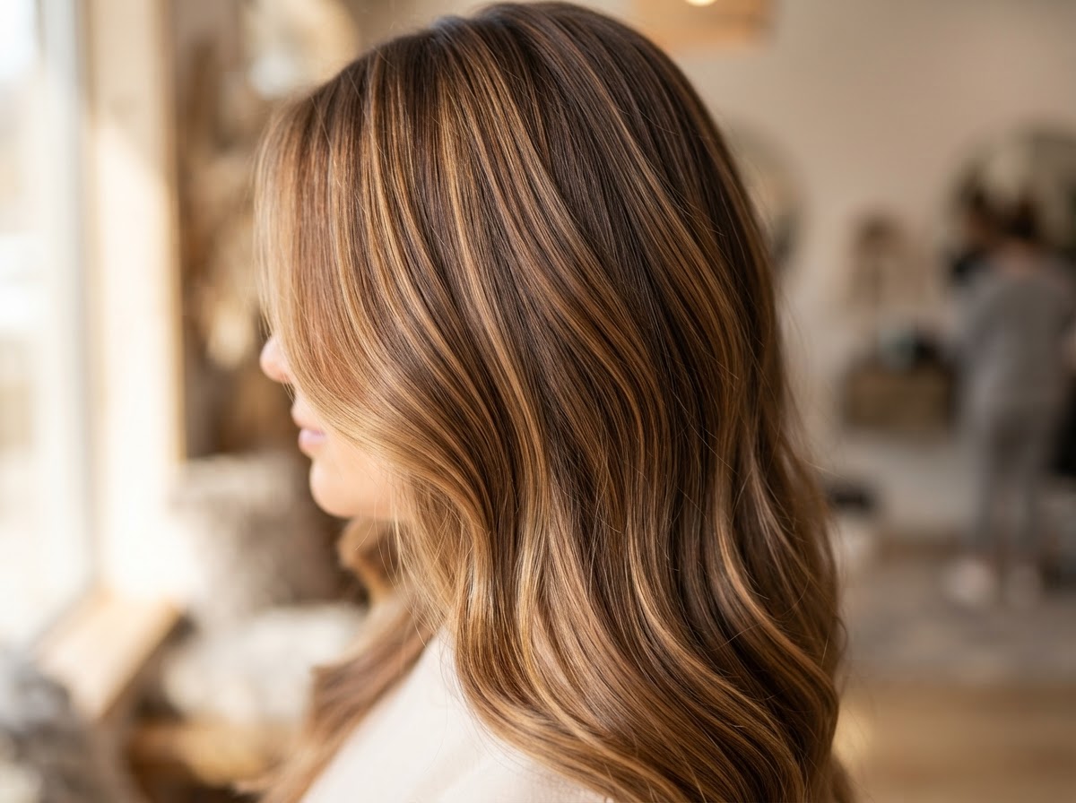 Dimensional balayage hair color detail