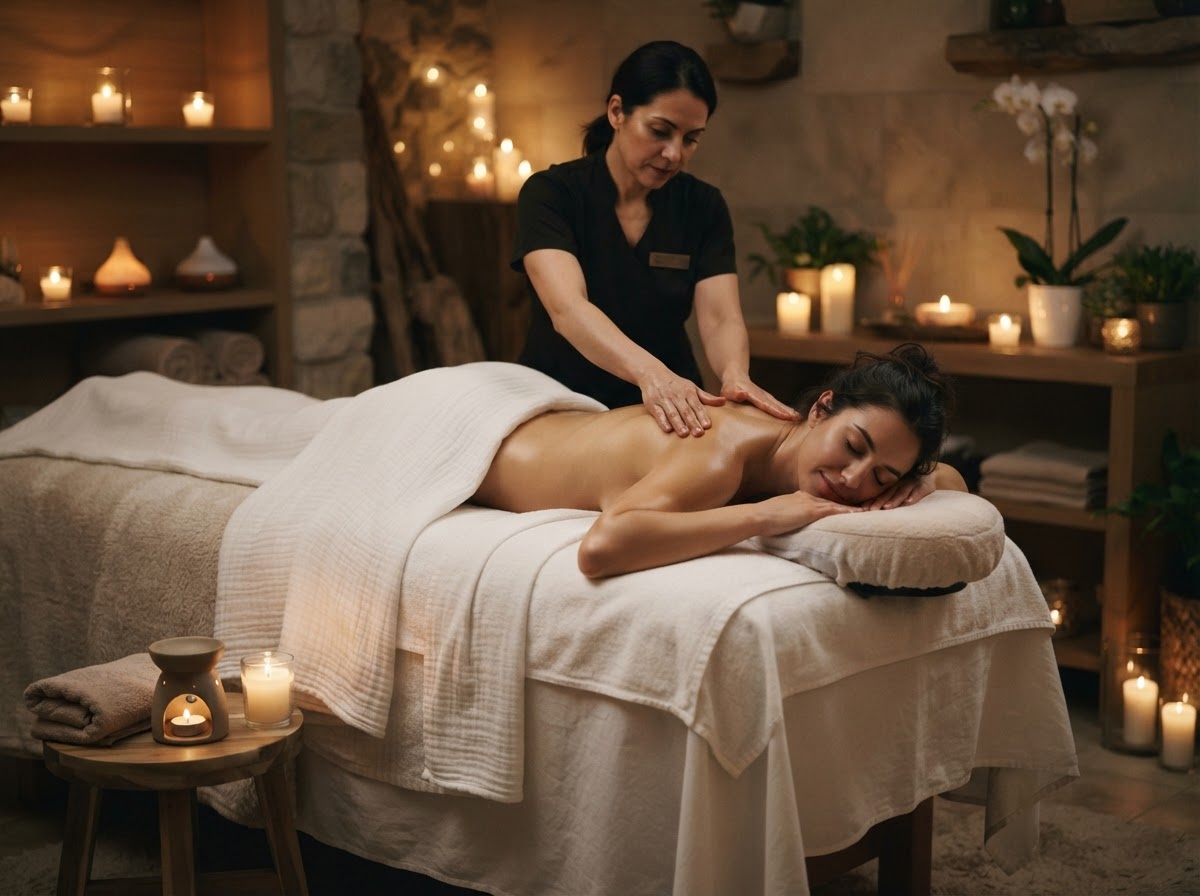 Relaxing spa massage scene