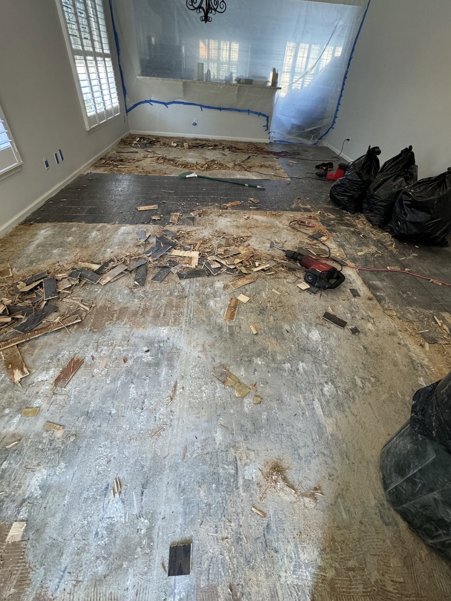Wood-floor removal in progress