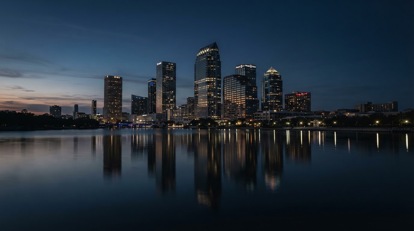 Tampa skyline at blue hour