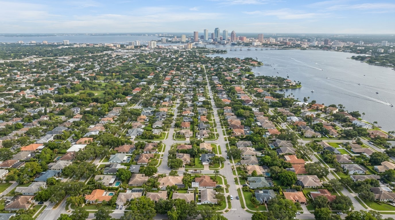 Aerial view of Tampa Bay communities