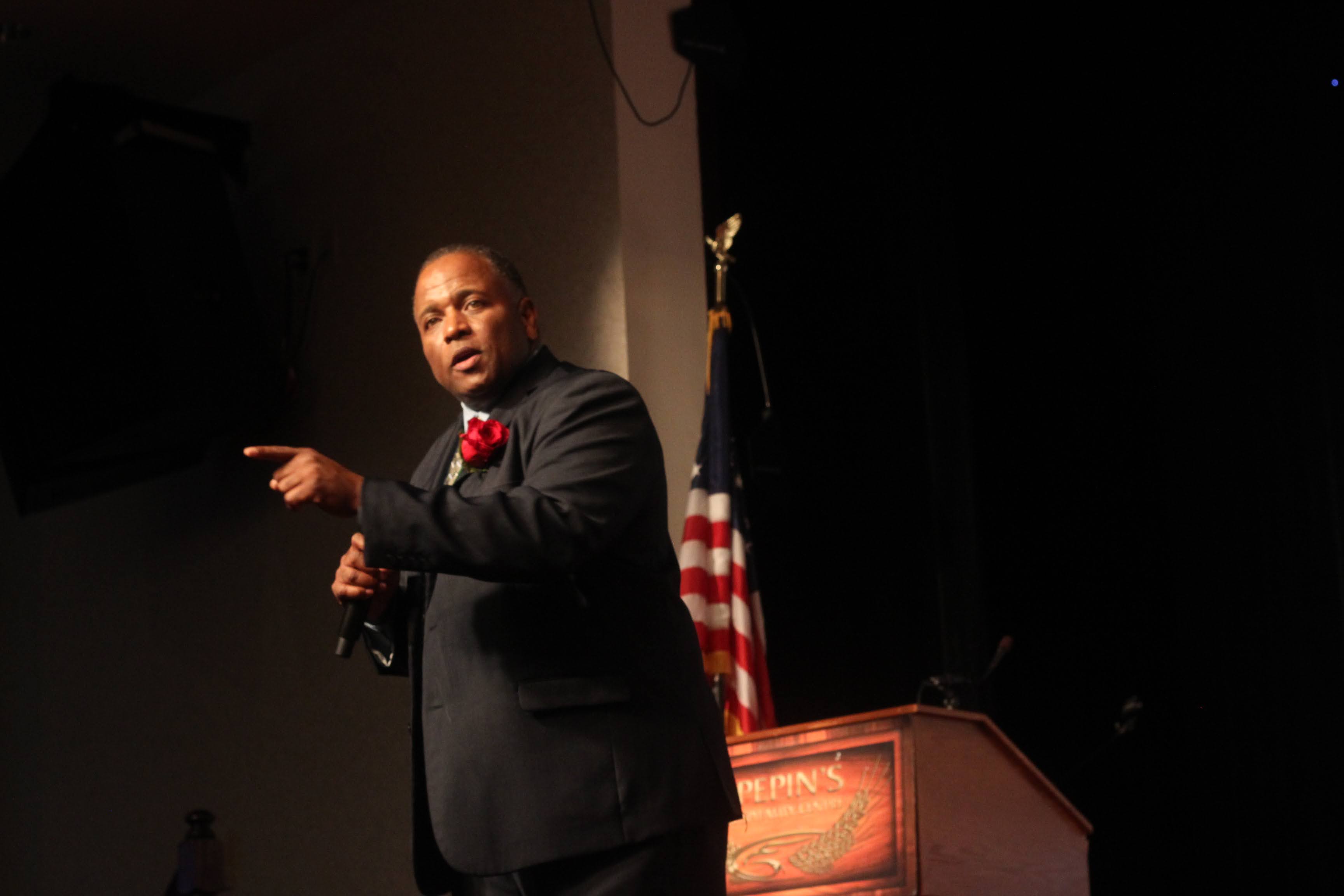 Alfred Johnson addressing an audience