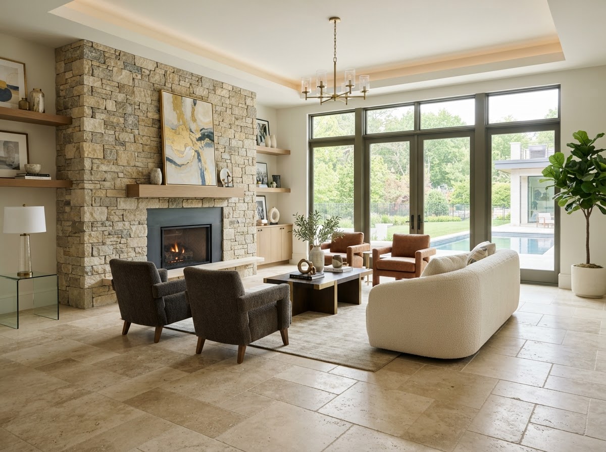 Natural Stone & Masonry project completed by K.M Tile Corporation in Stockton, CA
