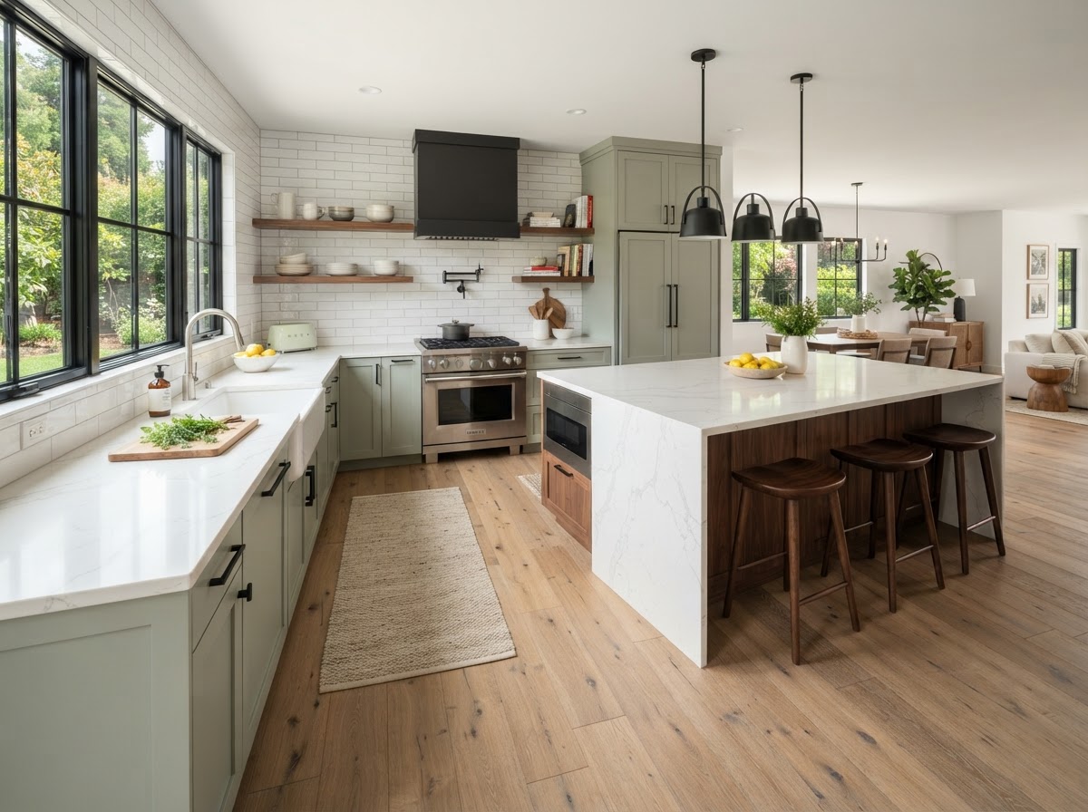 Kitchen Backsplashes project completed by K.M Tile Corporation in Stockton, CA