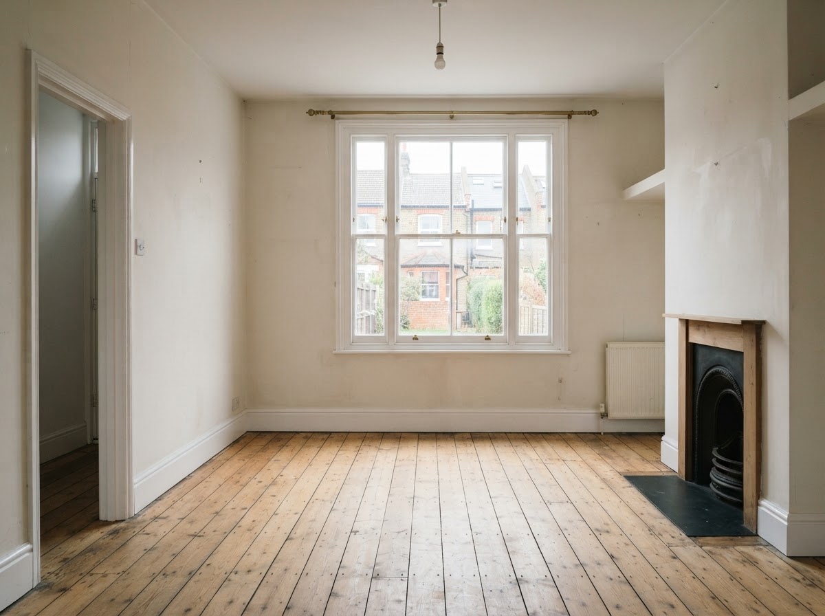 Cleared and swept empty room ready for re-letting