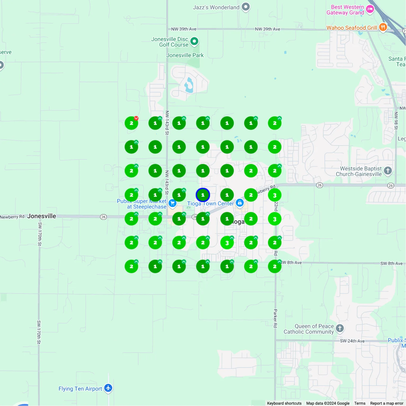 Radiant Dentistry GeoGrid local SEO map pack results