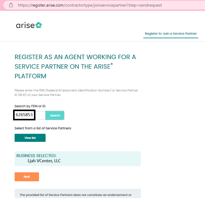 Step 18: Enter LJAH VCenter Service Partner ID: 6265853