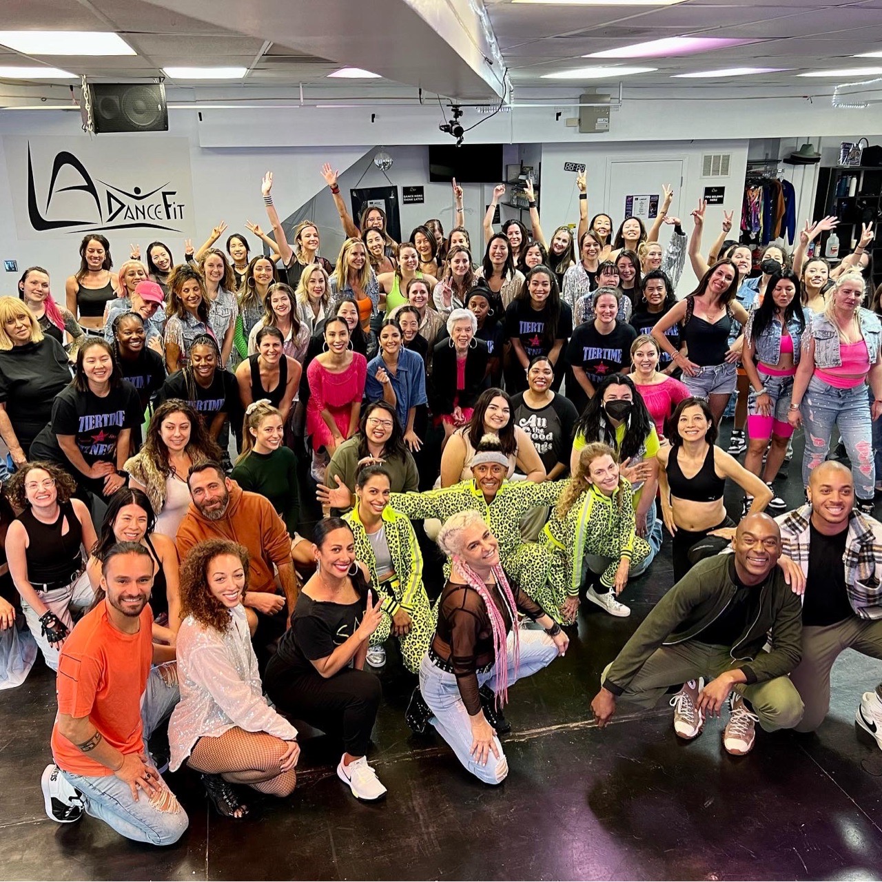 LA DanceFit family gathering inside studio