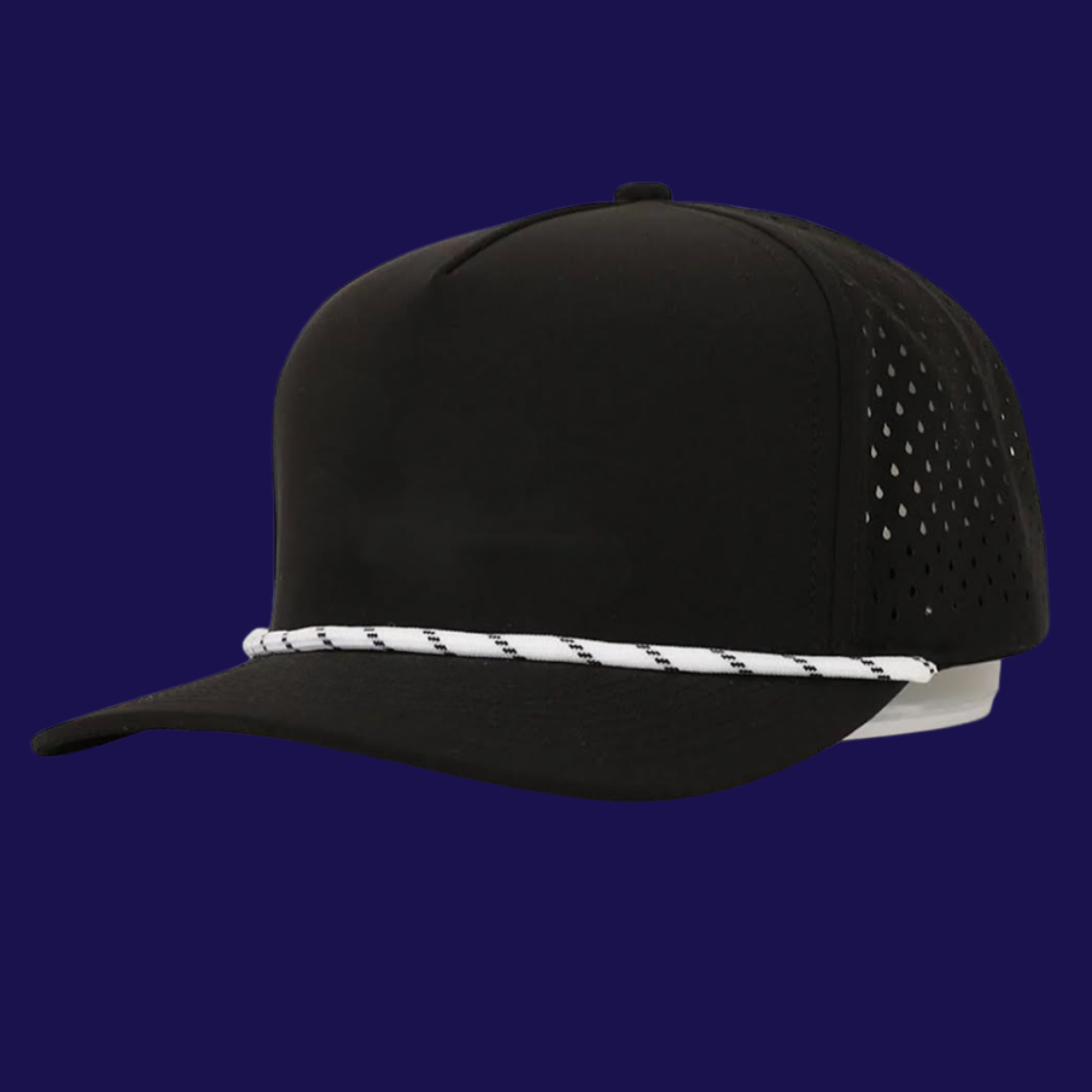 Midnight Black Laser-Perforated Rope Snapback custom design