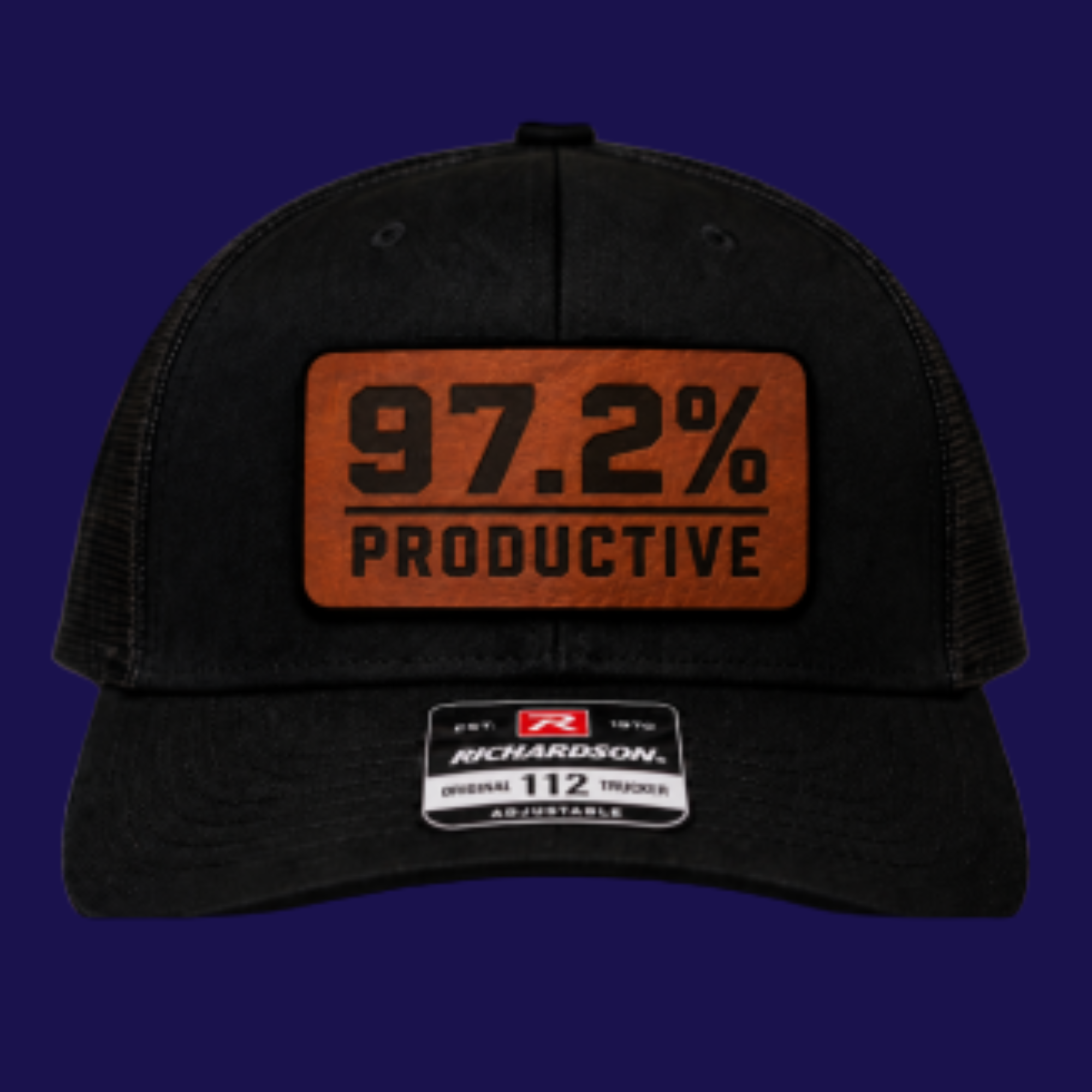 97.2% Productive Leather Patch Trucker Hat