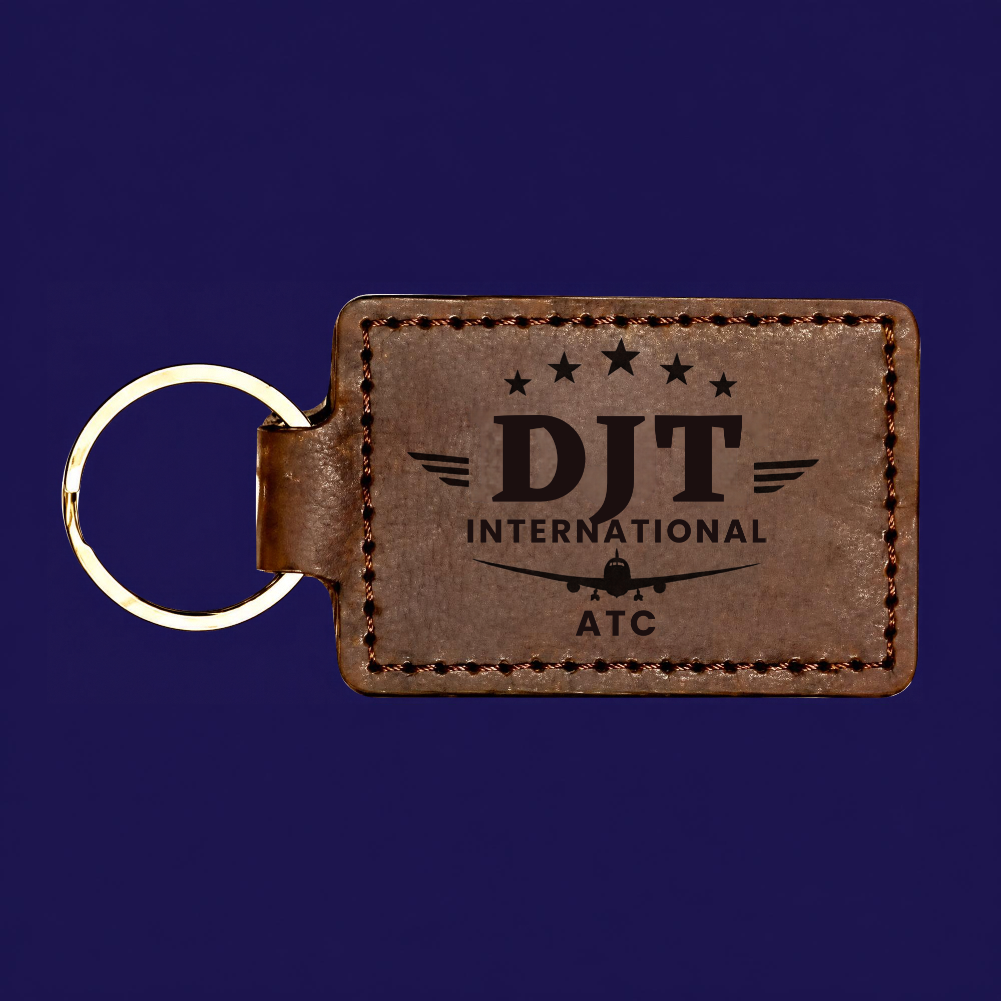 DJT International Stitched Leather Key Fob custom design