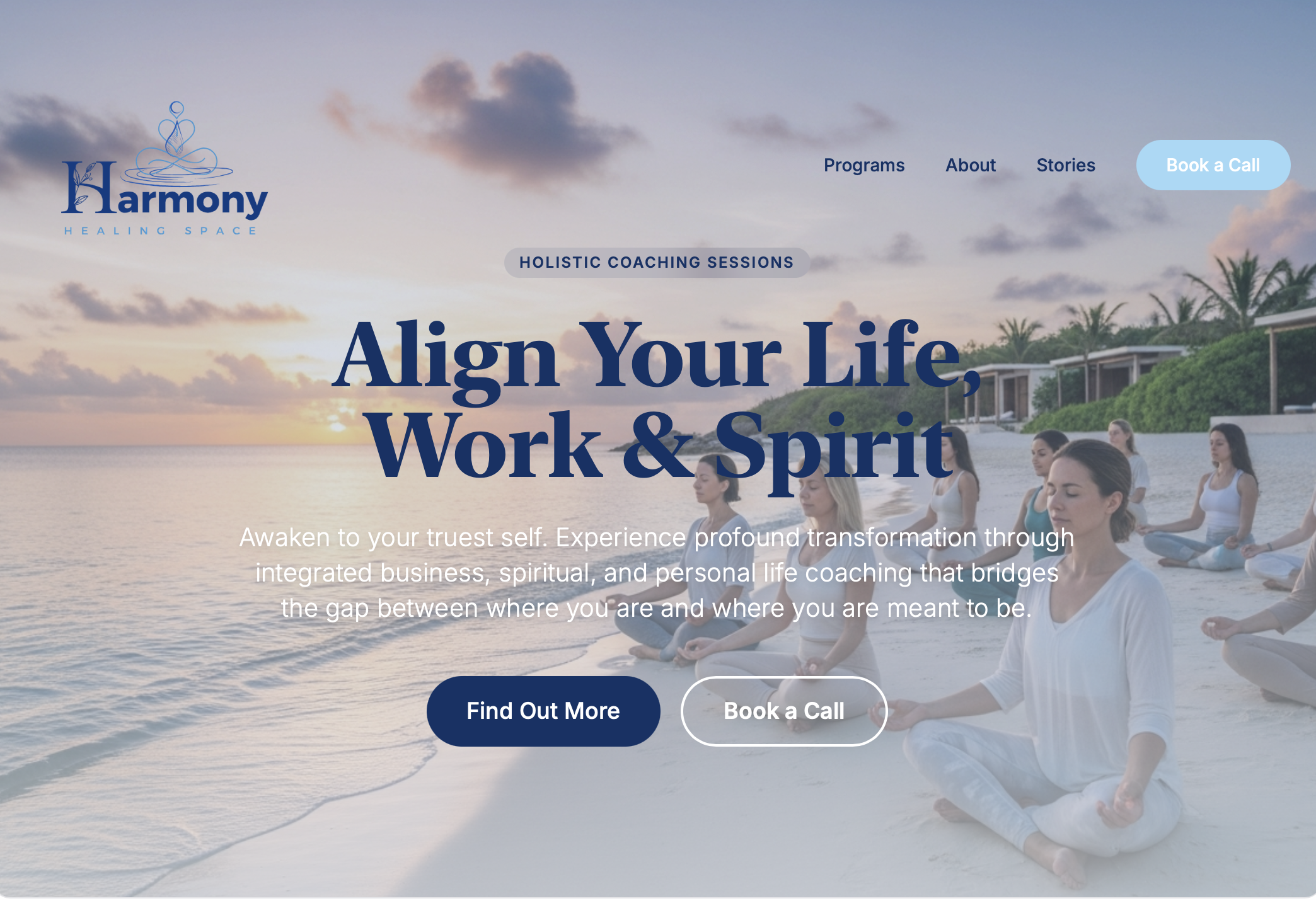 Harmony Healing Space — website preview