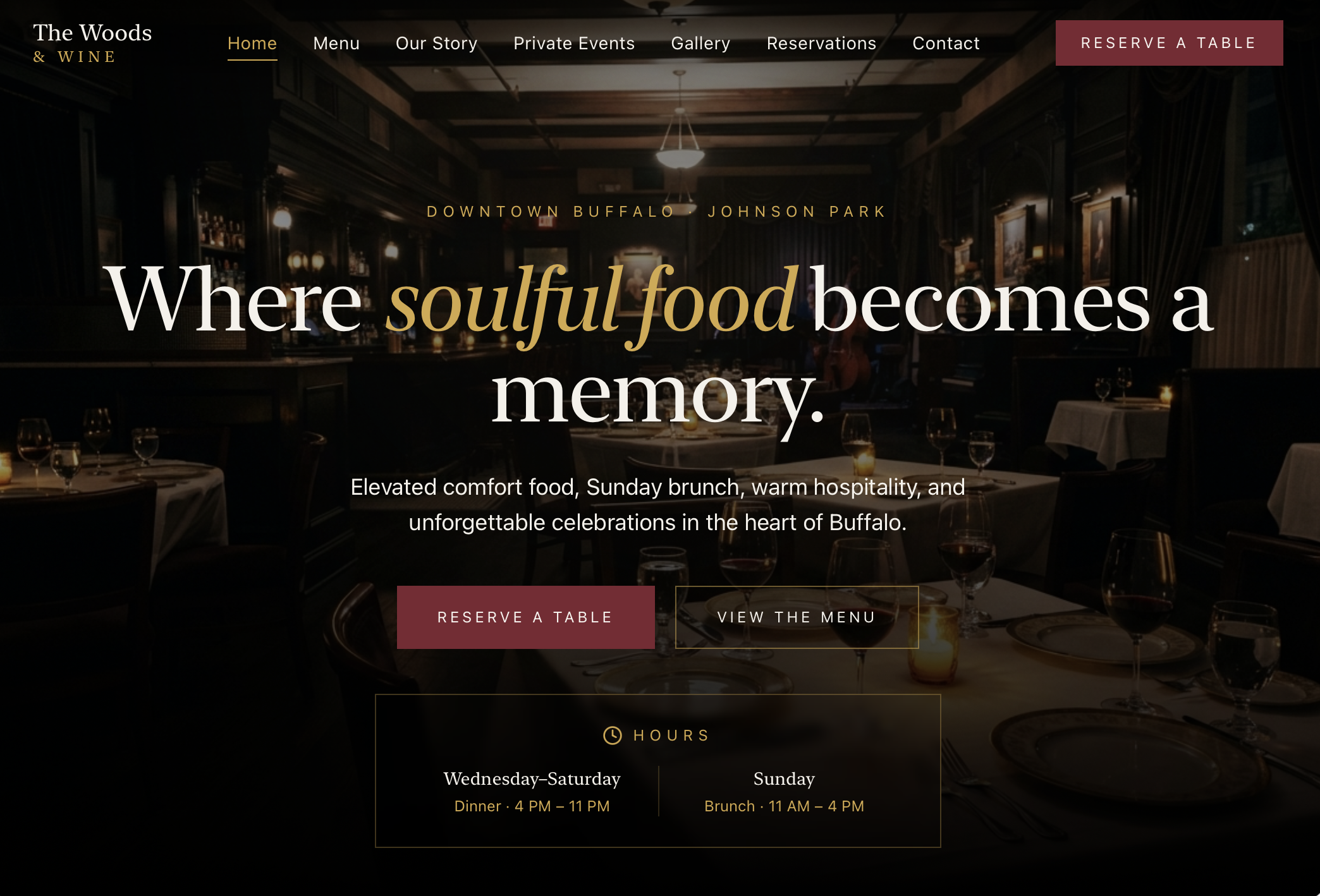 The Woods & Wine — website preview