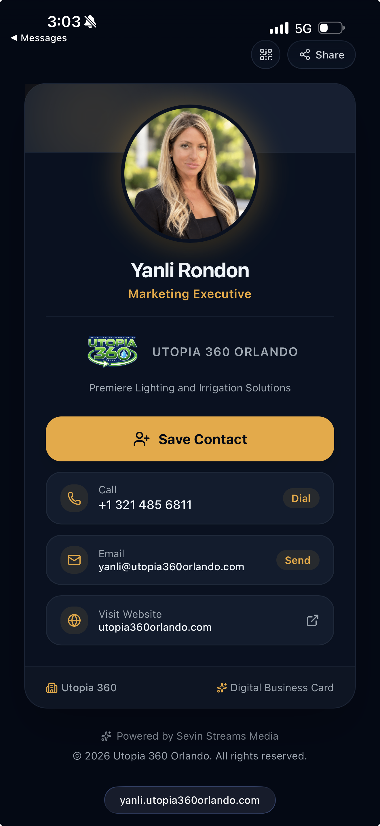 U — digital business card preview