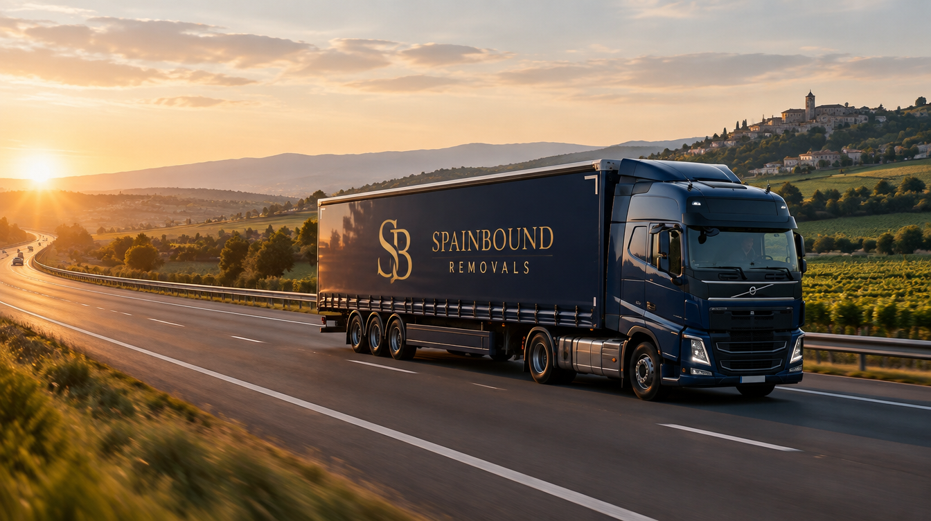 Spainbound Removals Volvo HGV travelling through Europe on the UK to Spain corridor