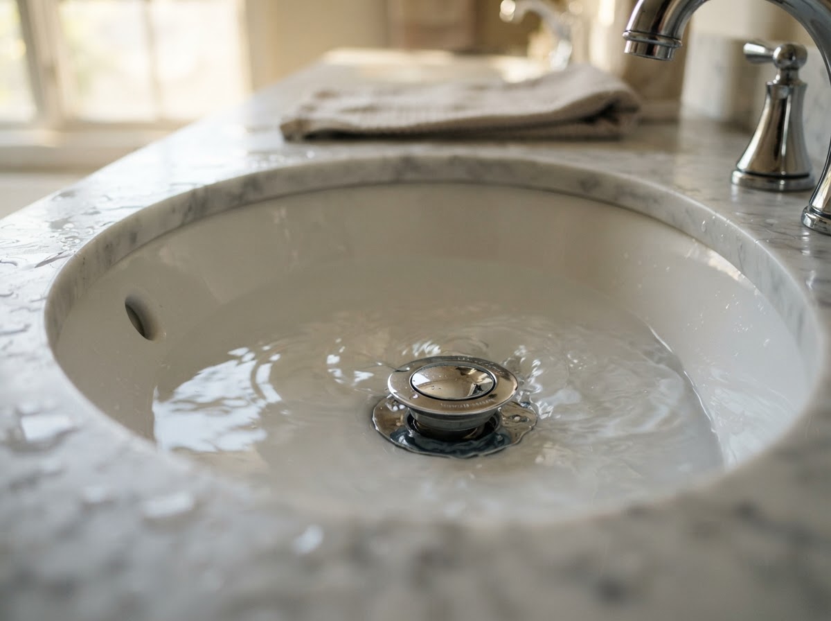 Close-up of a slow residential drain