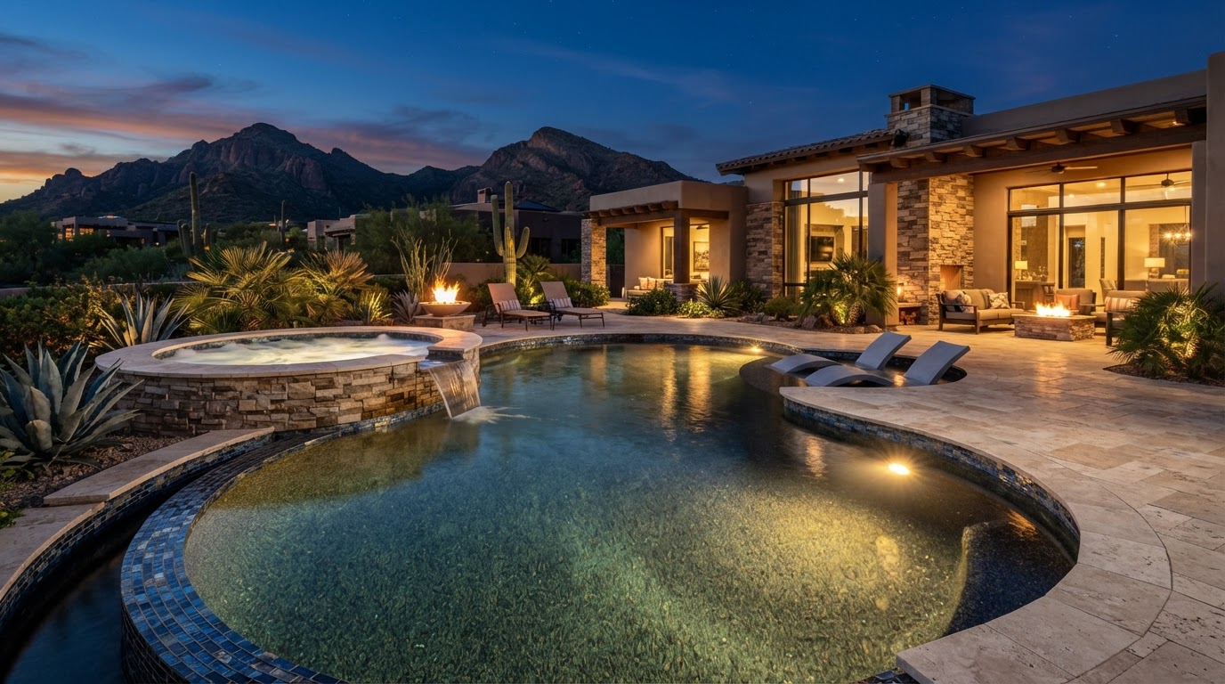 Luxury inground pool with premium tile and decking