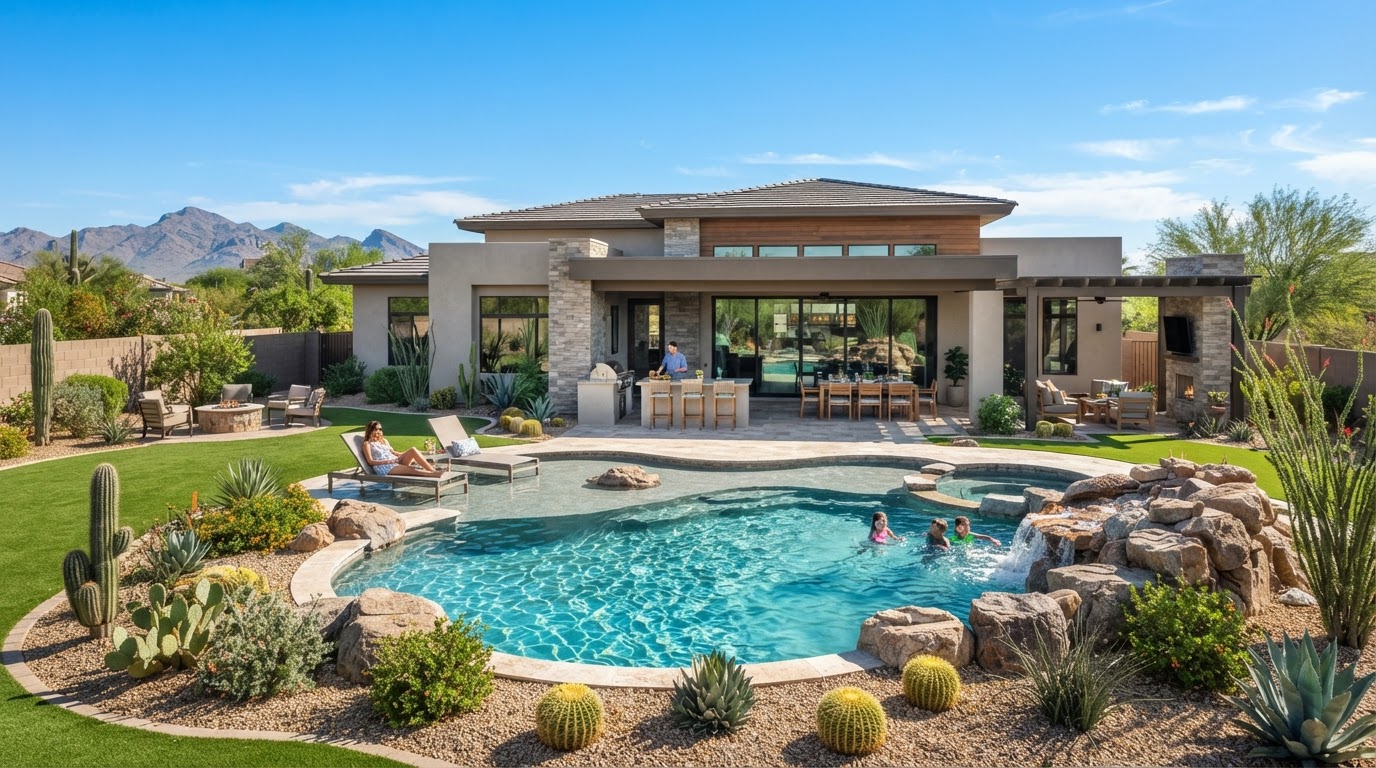 Custom pool in a spacious Mesa family backyard