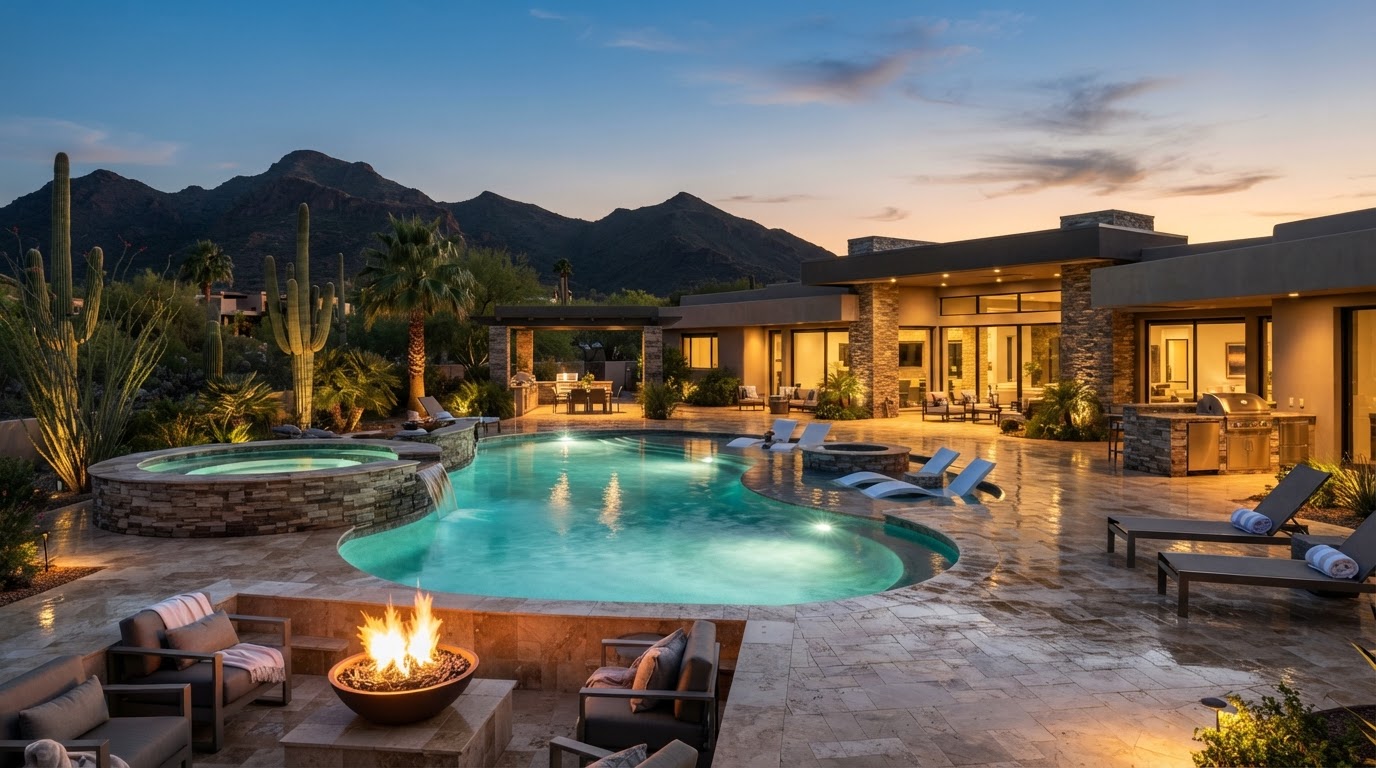 Custom-designed swimming pool in a Scottsdale backyard