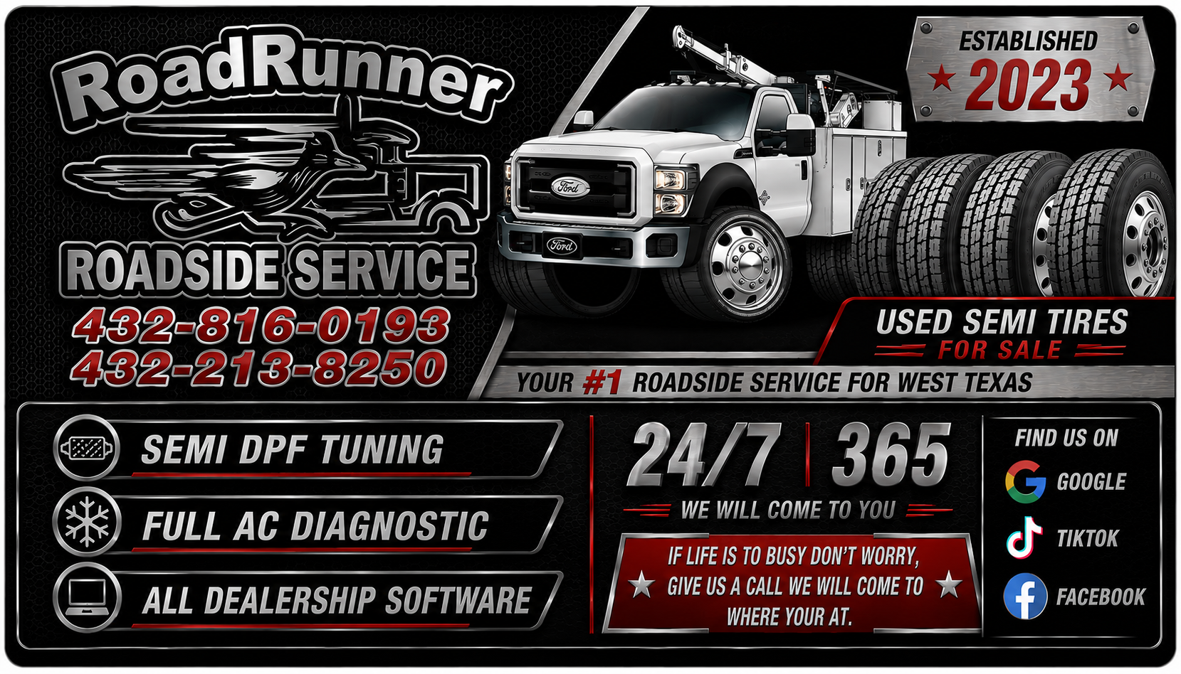 RoadRunner 24/7 365 Roadside Service - Semi DPF Tuning, Full AC Diagnostic, All Dealership Software