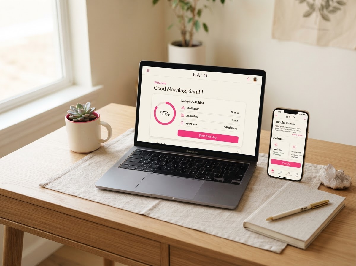 Halo wellness app interface mockup