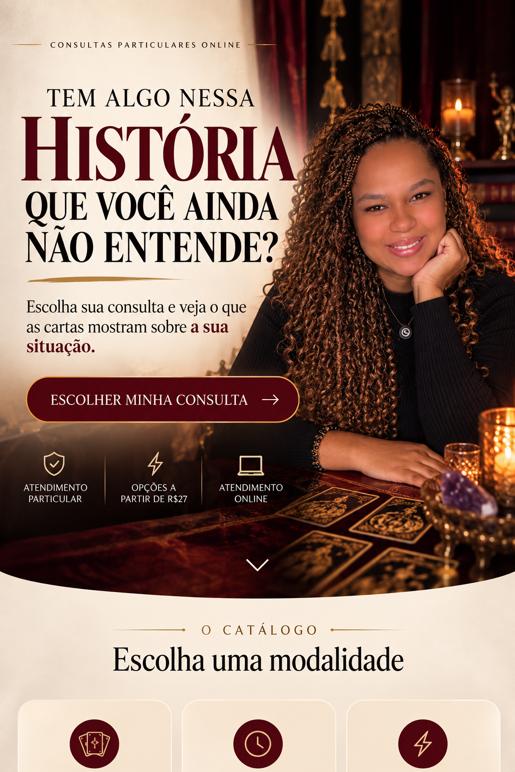 Jenifer Sensitiva — Consultas particulares online. Tem algo nessa história que você ainda não entende? Escolha sua consulta e veja o que as cartas mostram sobre a sua situação.