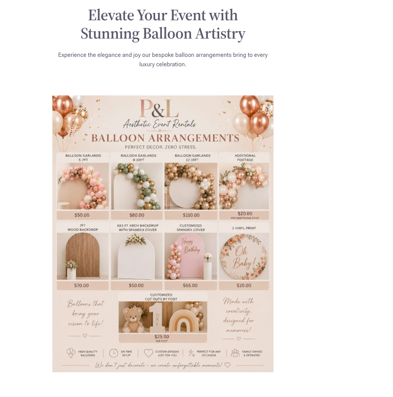 BALLOON ARRANGEMENTS Price Menu Preview