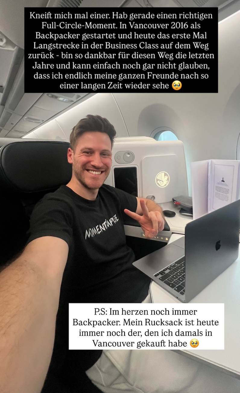Vom Backpacker zum ersten Mal Langstrecke in der Business Class