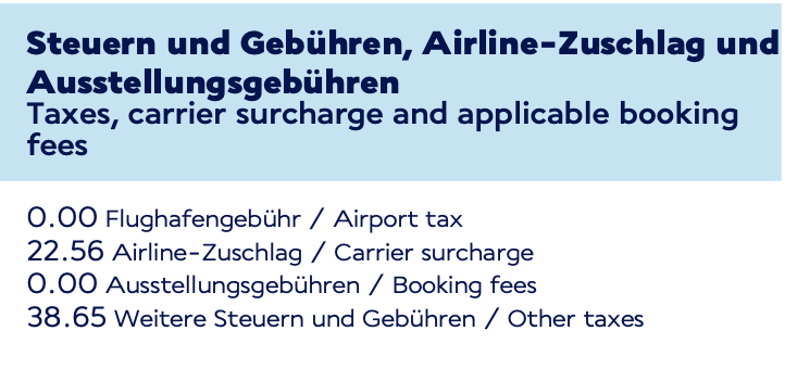 Aufschlüsselung Steuern und Gebühren: 61,21 €