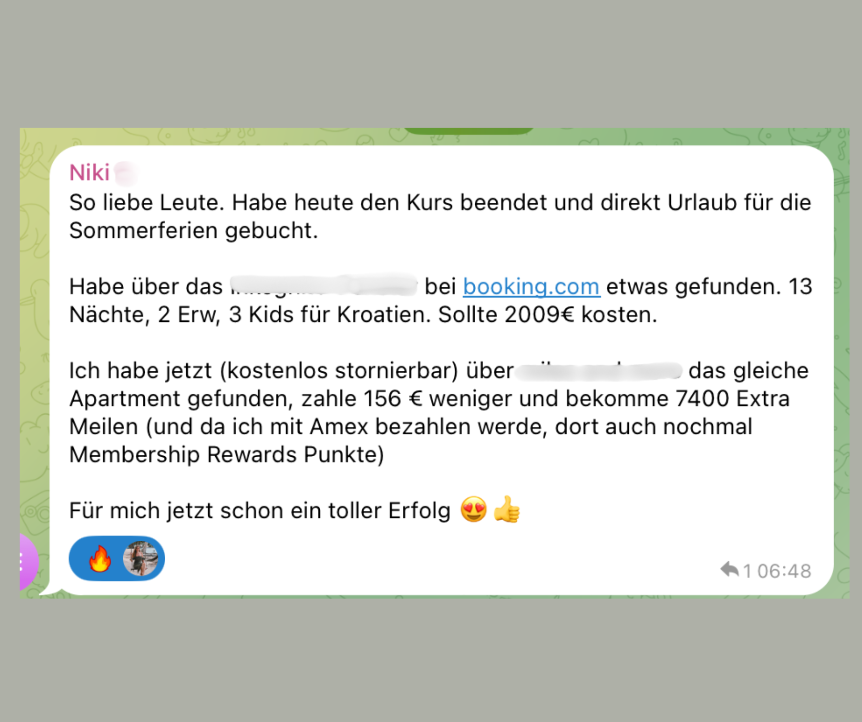 Community Apartment Buchung: 156 € weniger gezahlt plus 7.400 Meilen