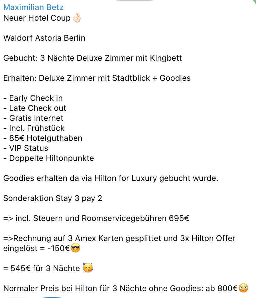 Community Hotel Coup im Waldorf Astoria: Stay 3 Pay 2 und Amex Offer Split
