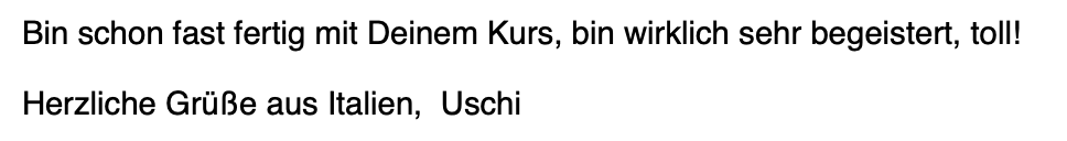 Feedback von Uschi aus der Community zum Essential Saving Secrets Kurs