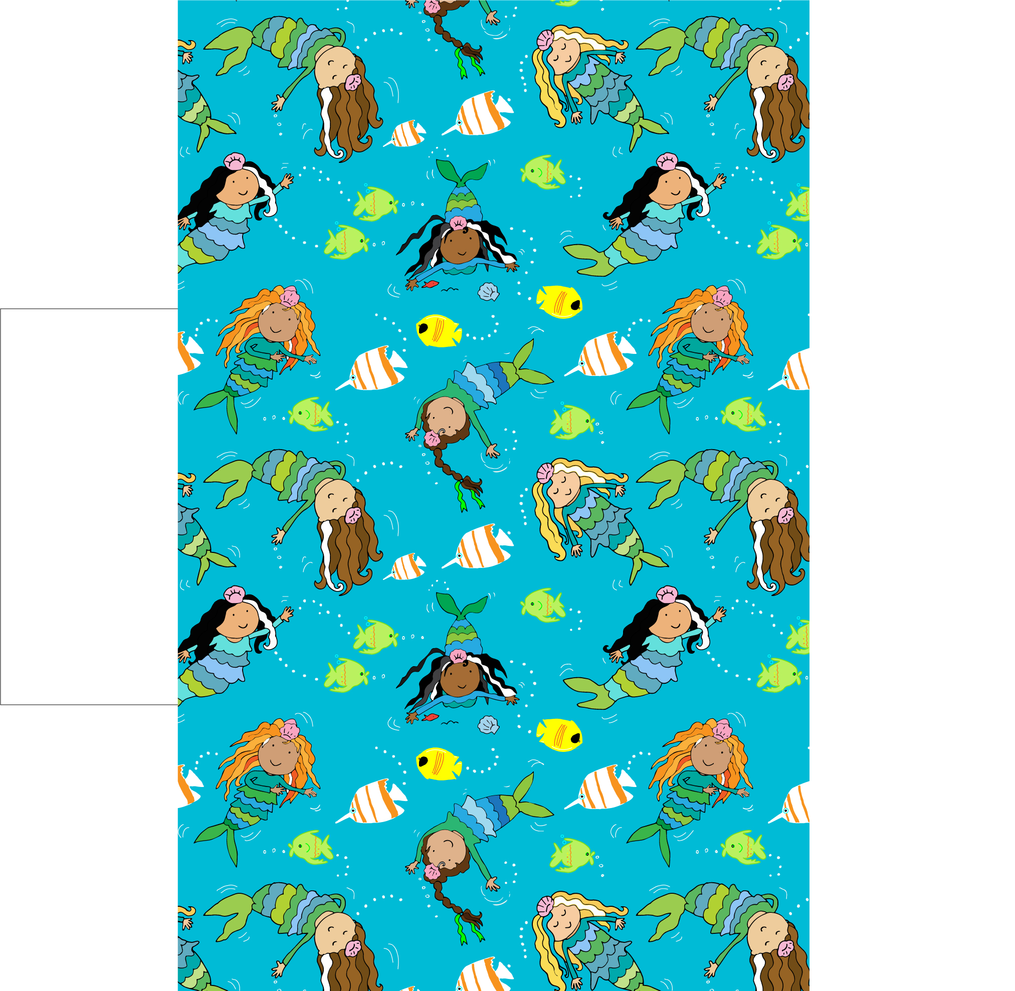 Mermaid Bay — swimming mermaids and tropical reef fish repeat pattern by Leslie Ann Clark