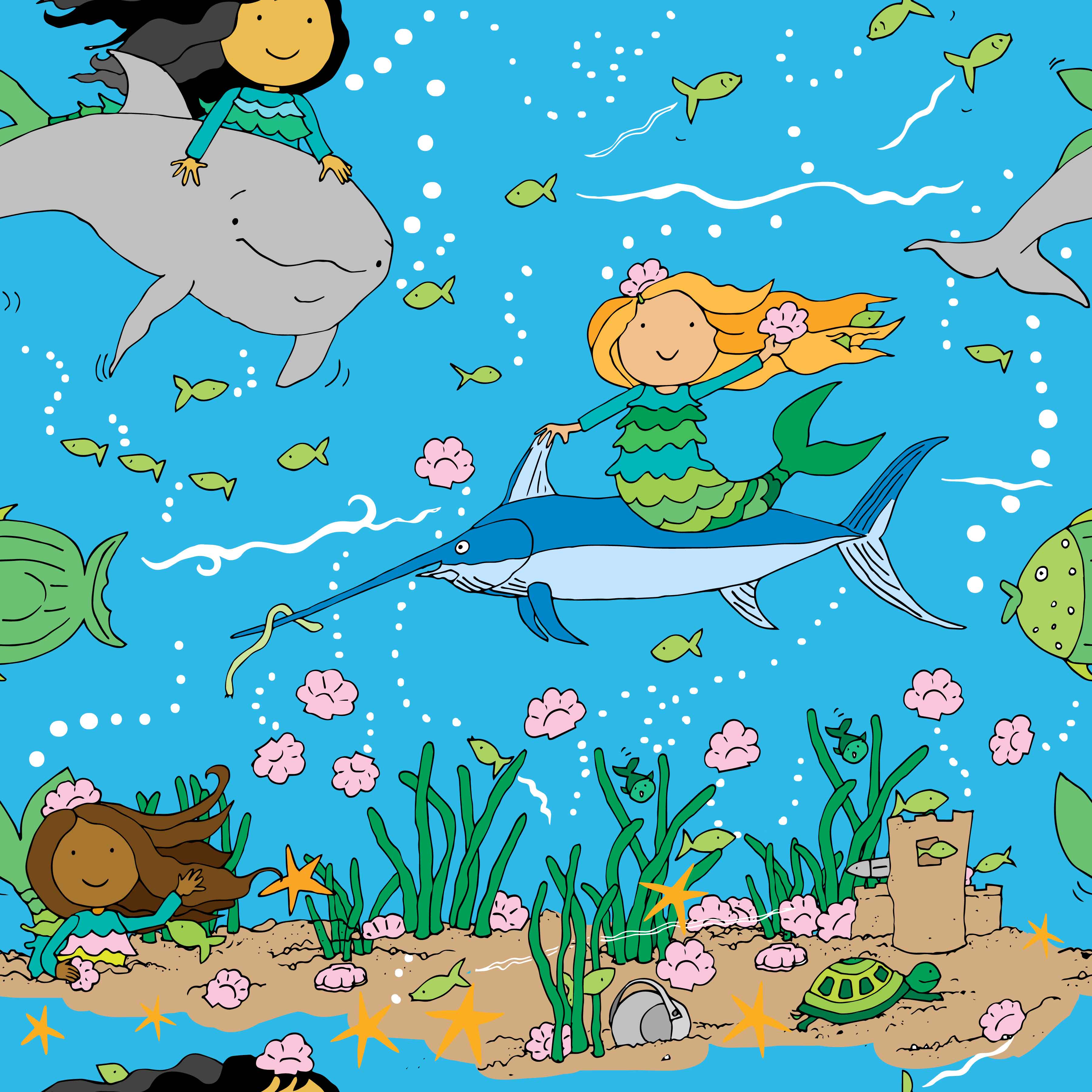 Mermaid Bay — original hand-painted art by Leslie Ann Clark
