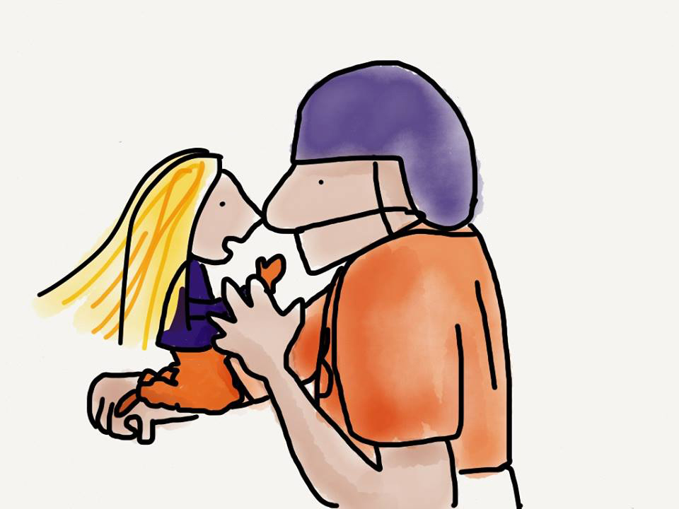 Our Football Girl Meredith sharing a sweet heart-to-heart with a Denver Broncos player