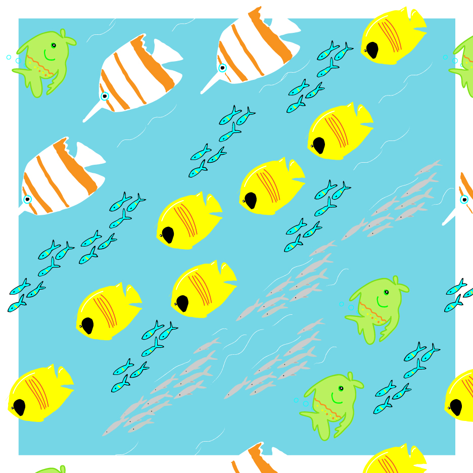 Mermaid Bay — tropical yellow and striped fish surface pattern by Leslie Ann Clark