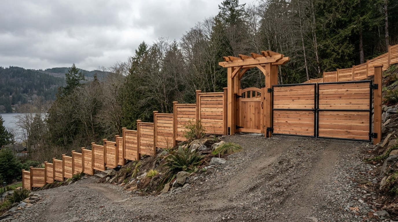 Custom cedar fencing in Lake Stevens WA