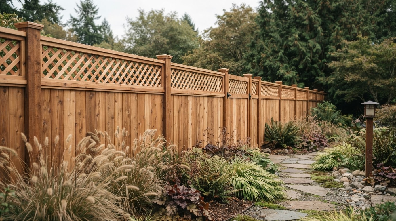 Lattice Top cedar fencing in Lake Stevens WA