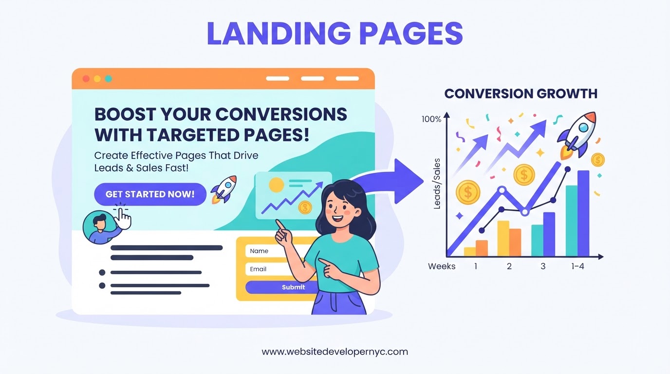 Explainer illustration: Landing Page Design NYC in NYC