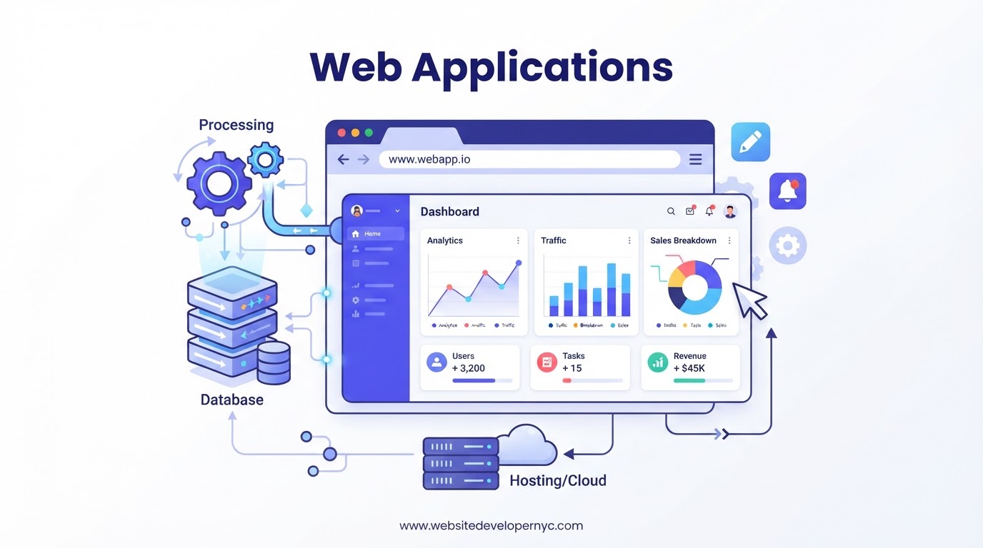 Explainer illustration: Web Application Development NYC in NYC